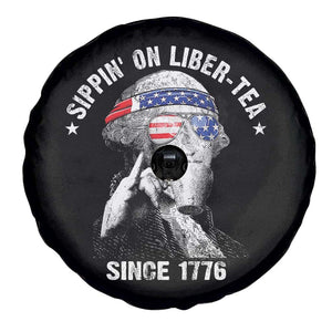 Funny George Washington Spare Tire Cover 4th Of July Sippin On Liber Tea Liberty American Flag 1776 TS10 Print Your Wear