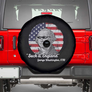 Funny George Washington Spare Tire Cover Suck it England Patriotic Saying 1776 4th of July US Flag TS02 Black Print Your Wear