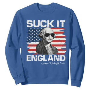 Funny George Washington Sweatshirt Suck It England Bold Patriotic 4th of July 1776 TS02 Royal Blue Print Your Wear