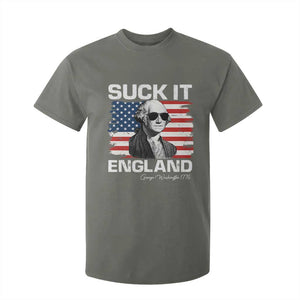 Funny George Washington T Shirt For Kid Suck It England Bold Patriotic 4th of July 1776 TS02 Military Green Print Your Wear