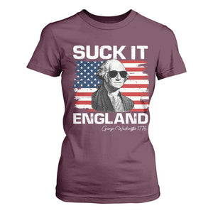 Funny George Washington T Shirt For Women Suck It England Bold Patriotic 4th of July 1776 TS02 Maroon Print Your Wear