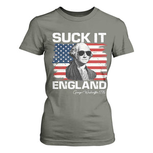 Funny George Washington T Shirt For Women Suck It England Bold Patriotic 4th of July 1776 TS02 Military Green Print Your Wear