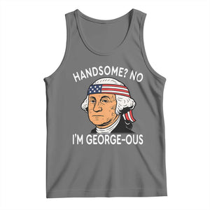 Funny George Washington Tank Top Handsome No Georgeous Patriotic 4th Of July Humor TS02 Black Heather Print Your Wear