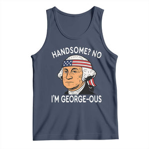 Funny George Washington Tank Top Handsome No Georgeous Patriotic 4th Of July Humor TS02 Navy Print Your Wear