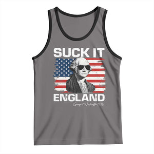 Funny George Washington Tank Top Suck It England Bold Patriotic 4th of July 1776 TS02 Deep Heather Black Print Your Wear