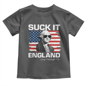 Funny George Washington Toddler T Shirt Suck It England Bold Patriotic 4th of July 1776 TS02 Dark Heather Print Your Wear