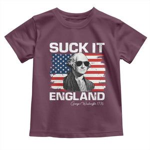 Funny George Washington Toddler T Shirt Suck It England Bold Patriotic 4th of July 1776 TS02 Maroon Print Your Wear