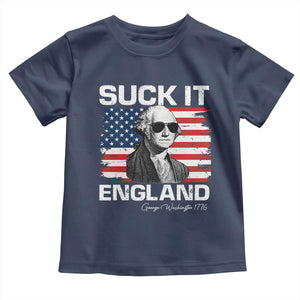 Funny George Washington Toddler T Shirt Suck It England Bold Patriotic 4th of July 1776 TS02 Navy Print Your Wear