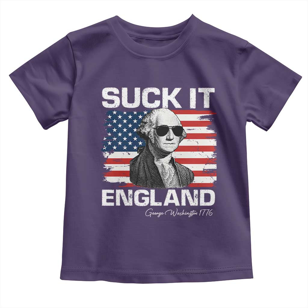 Funny George Washington Toddler T Shirt Suck It England Bold Patriotic 4th of July 1776 TS02 Purple Print Your Wear