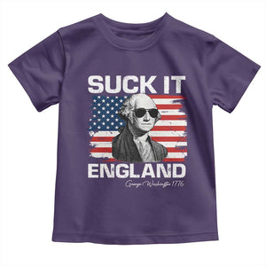 Funny George Washington Toddler T Shirt Suck It England Bold Patriotic 4th of July 1776 TS02 Purple Print Your Wear