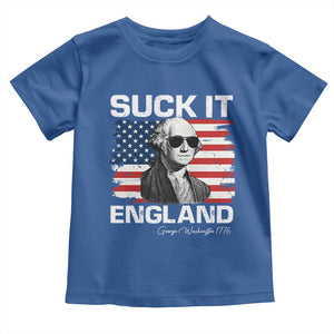 Funny George Washington Toddler T Shirt Suck It England Bold Patriotic 4th of July 1776 TS02 Royal Blue Print Your Wear