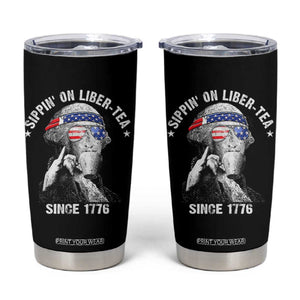 Funny George Washington Tumbler Cup 4th Of July Sippin On Liber Tea Liberty American Flag 1776 TS10 Black Print Your Wear