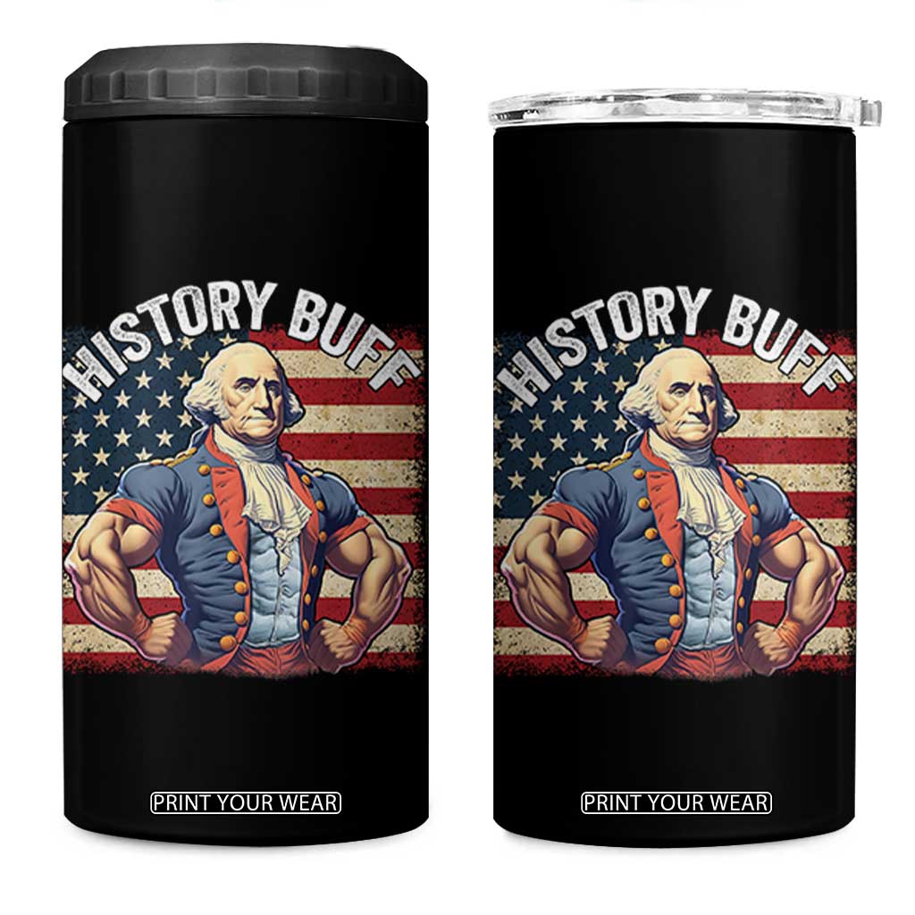 Funny George Washington Weightlifting History Buff 4 in 1 Can Cooler Tumbler 4th of July Patriotic TS11 One Size: 16 oz Black Print Your Wear