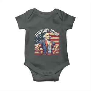 Funny George Washington Weightlifting History Buff Baby Onesie 4th of July Patriotic TS11 Dark Heather Print Your Wear