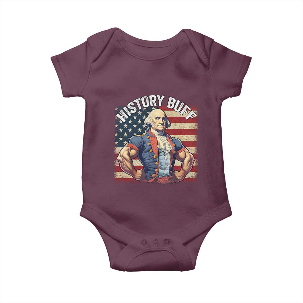 Funny George Washington Weightlifting History Buff Baby Onesie 4th of July Patriotic TS11 Maroon Print Your Wear
