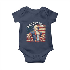 Funny George Washington Weightlifting History Buff Baby Onesie 4th of July Patriotic TS11 Navy Print Your Wear