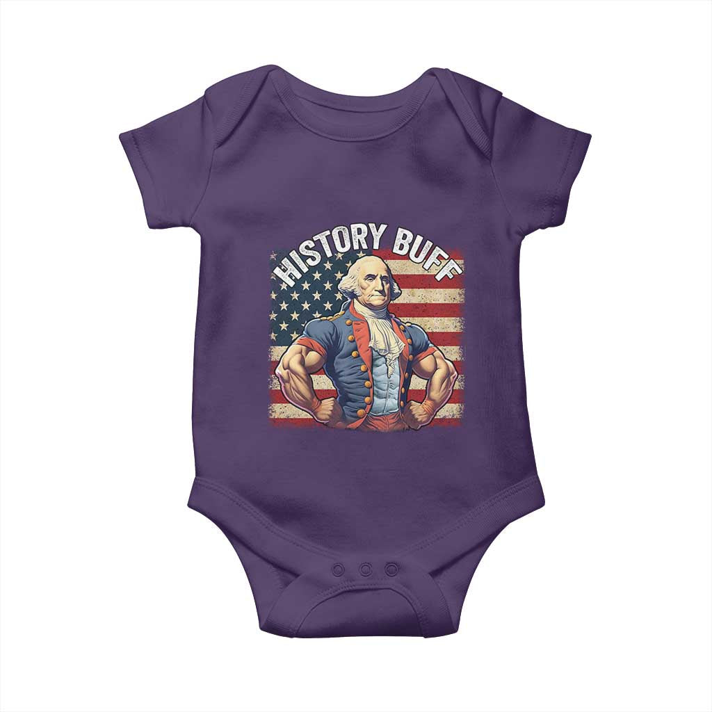 Funny George Washington Weightlifting History Buff Baby Onesie 4th of July Patriotic TS11 Purple Print Your Wear