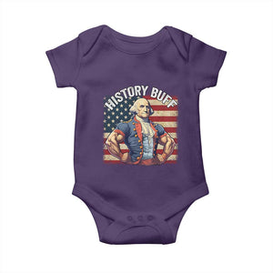 Funny George Washington Weightlifting History Buff Baby Onesie 4th of July Patriotic TS11 Purple Print Your Wear