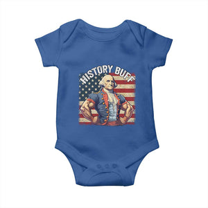 Funny George Washington Weightlifting History Buff Baby Onesie 4th of July Patriotic TS11 Royal Blue Print Your Wear