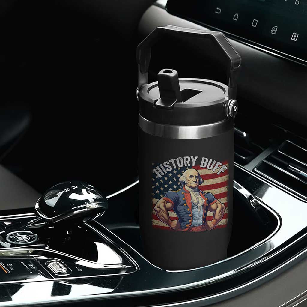 Funny George Washington Weightlifting History Buff Flip Straw Tumbler 4th of July Patriotic TS11 Print Your Wear