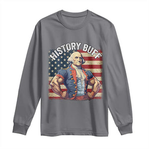 Funny George Washington Weightlifting History Buff Long Sleeve Shirt 4th of July Patriotic TS11 Charcoal Print Your Wear