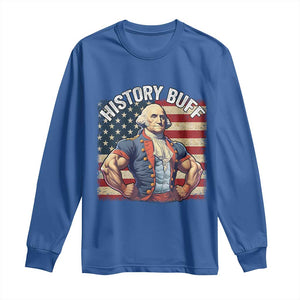 Funny George Washington Weightlifting History Buff Long Sleeve Shirt 4th of July Patriotic TS11 Royal Blue Print Your Wear