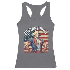 Funny George Washington Weightlifting History Buff Racerback Tank Top 4th of July Patriotic TS11 Charcoal Print Your Wear