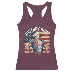 Funny George Washington Weightlifting History Buff Racerback Tank Top 4th of July Patriotic TS11 Maroon Print Your Wear