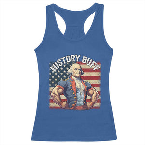 Funny George Washington Weightlifting History Buff Racerback Tank Top 4th of July Patriotic TS11 Royal Blue Print Your Wear