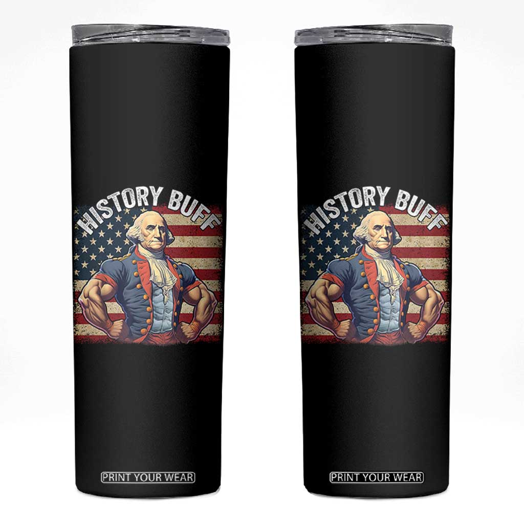 Funny George Washington Weightlifting History Buff Skinny Tumbler 4th of July Patriotic TS11 Black Print Your Wear