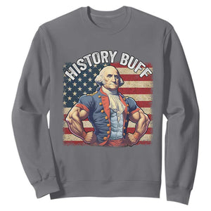 Funny George Washington Weightlifting History Buff Sweatshirt 4th of July Patriotic TS11 Charcoal Print Your Wear