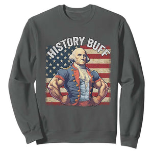Funny George Washington Weightlifting History Buff Sweatshirt 4th of July Patriotic TS11 Dark Heather Print Your Wear
