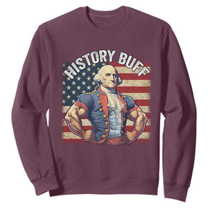 Funny George Washington Weightlifting History Buff Sweatshirt 4th of July Patriotic TS11 Maroon Print Your Wear