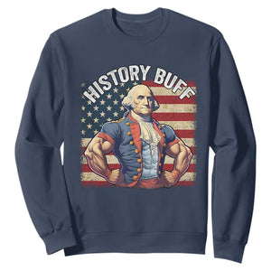 Funny George Washington Weightlifting History Buff Sweatshirt 4th of July Patriotic TS11 Navy Print Your Wear