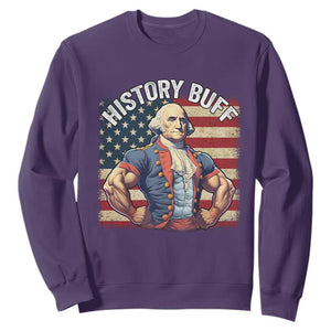 Funny George Washington Weightlifting History Buff Sweatshirt 4th of July Patriotic TS11 Purple Print Your Wear