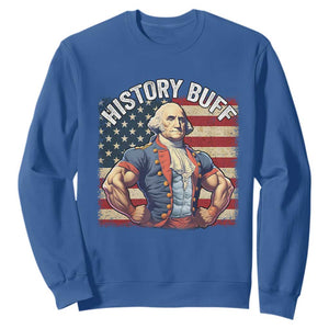 Funny George Washington Weightlifting History Buff Sweatshirt 4th of July Patriotic TS11 Royal Blue Print Your Wear