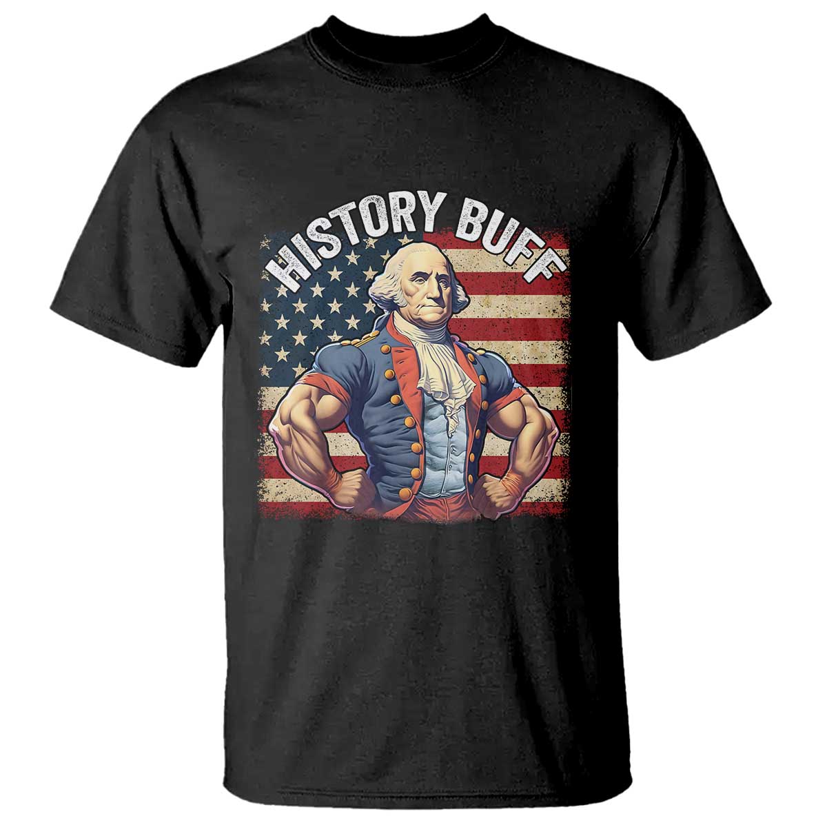 Funny George Washington Weightlifting History Buff T Shirt 4th of July Patriotic TS11 Black Print Your Wear