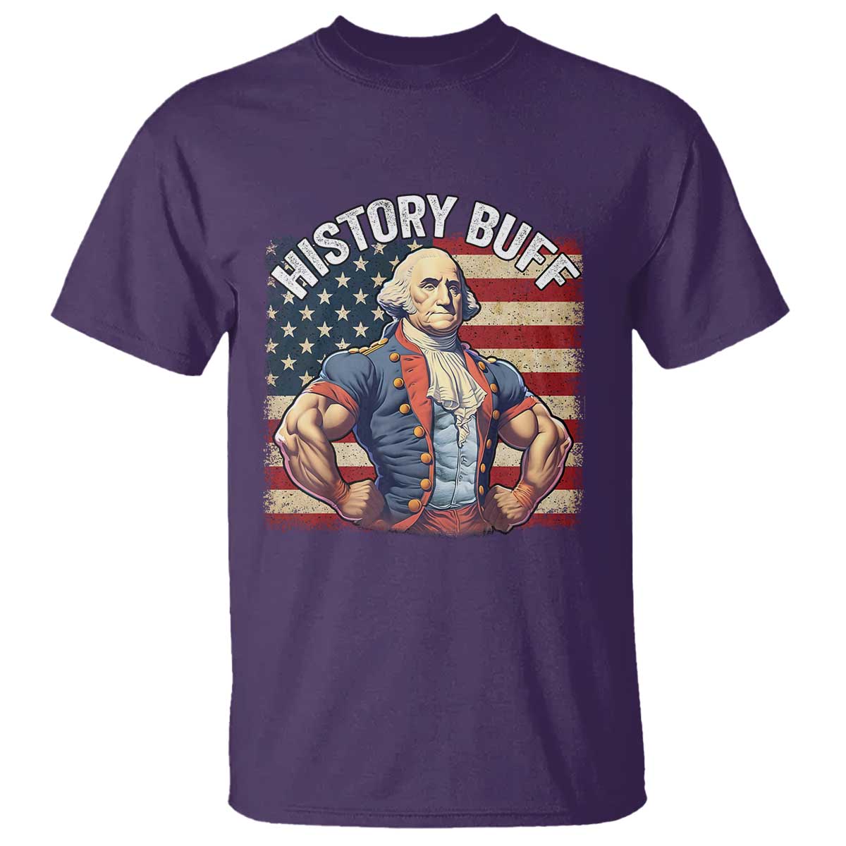 Funny George Washington Weightlifting History Buff T Shirt 4th of July Patriotic TS11 Purple Print Your Wear