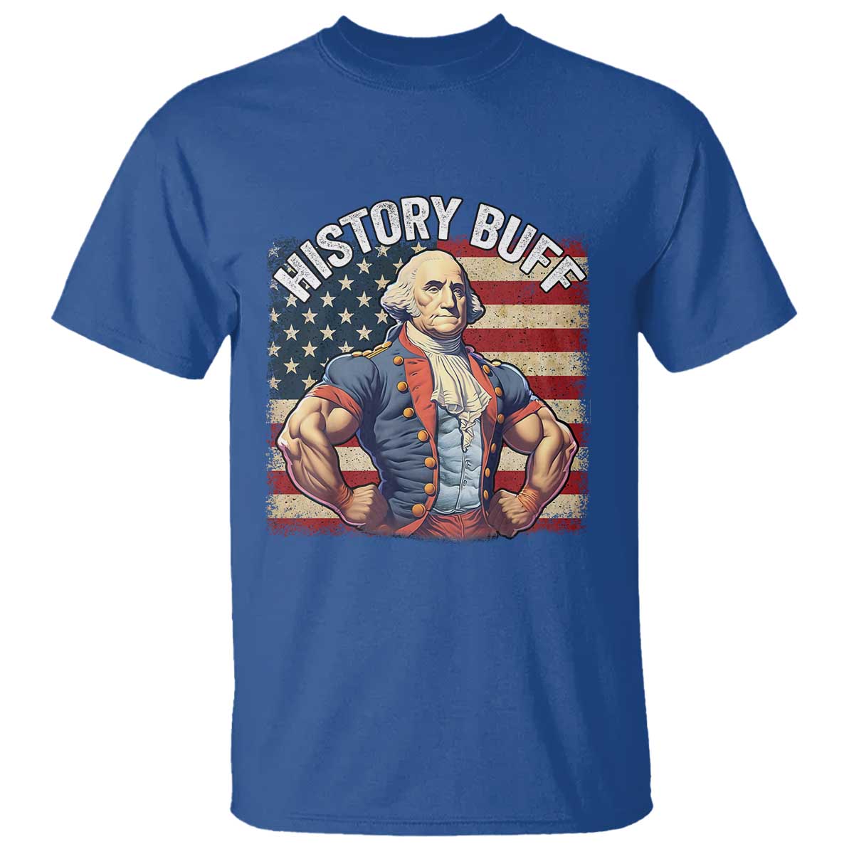 Funny George Washington Weightlifting History Buff T Shirt 4th of July Patriotic TS11 Royal Blue Print Your Wear
