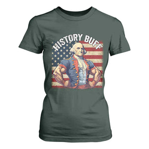 Funny George Washington Weightlifting History Buff T Shirt For Women 4th of July Patriotic TS11 Dark Forest Green Print Your Wear