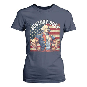Funny George Washington Weightlifting History Buff T Shirt For Women 4th of July Patriotic TS11 Navy Print Your Wear
