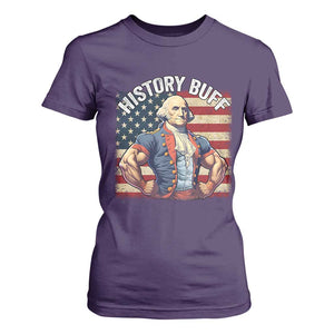Funny George Washington Weightlifting History Buff T Shirt For Women 4th of July Patriotic TS11 Purple Print Your Wear