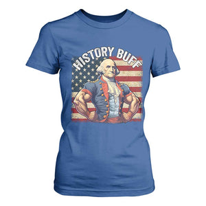Funny George Washington Weightlifting History Buff T Shirt For Women 4th of July Patriotic TS11 Royal Blue Print Your Wear