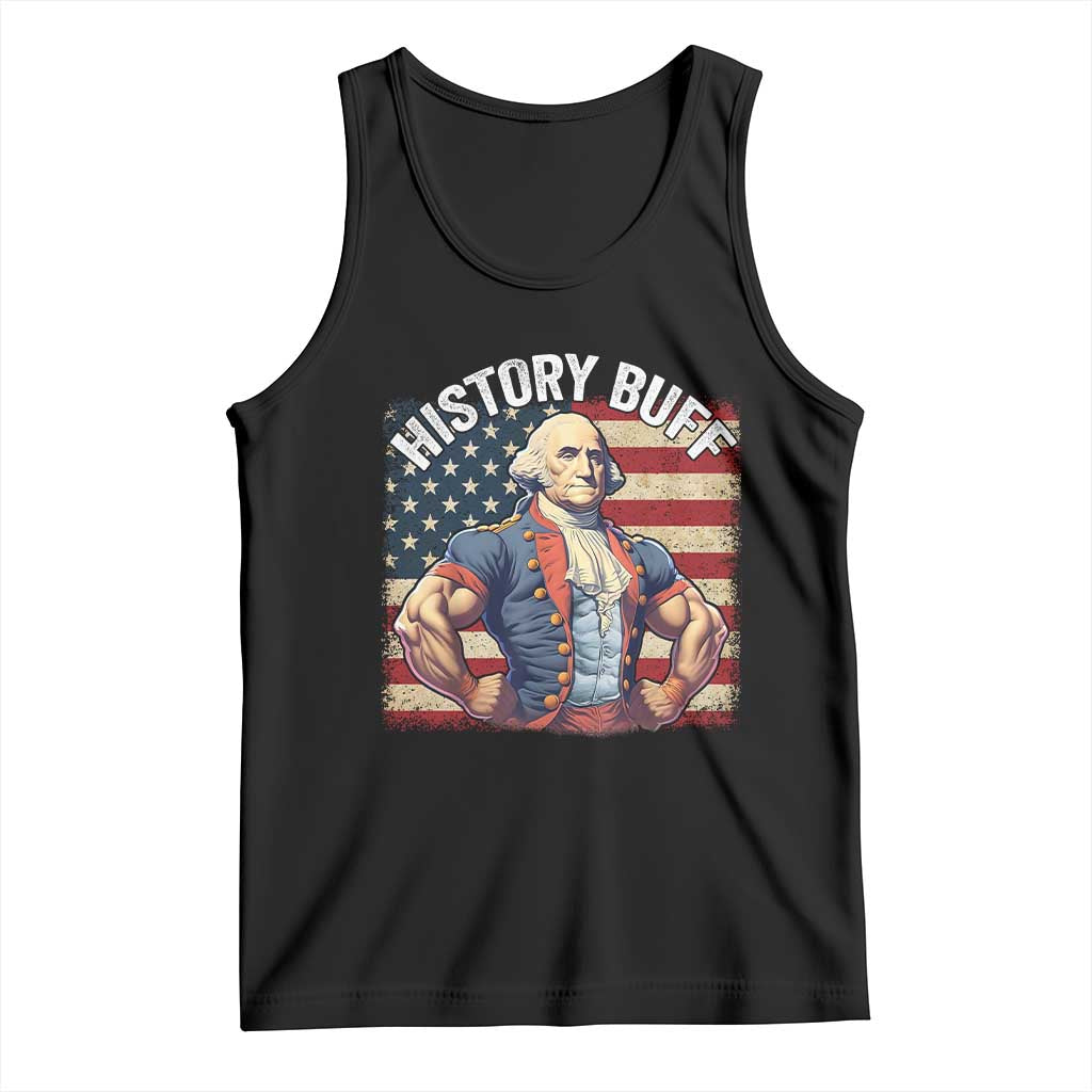 Funny George Washington Weightlifting History Buff Tank Top 4th of July Patriotic TS11 Black Print Your Wear