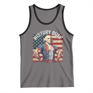 Funny George Washington Weightlifting History Buff Tank Top 4th of July Patriotic TS11 Deep Heather Black Print Your Wear