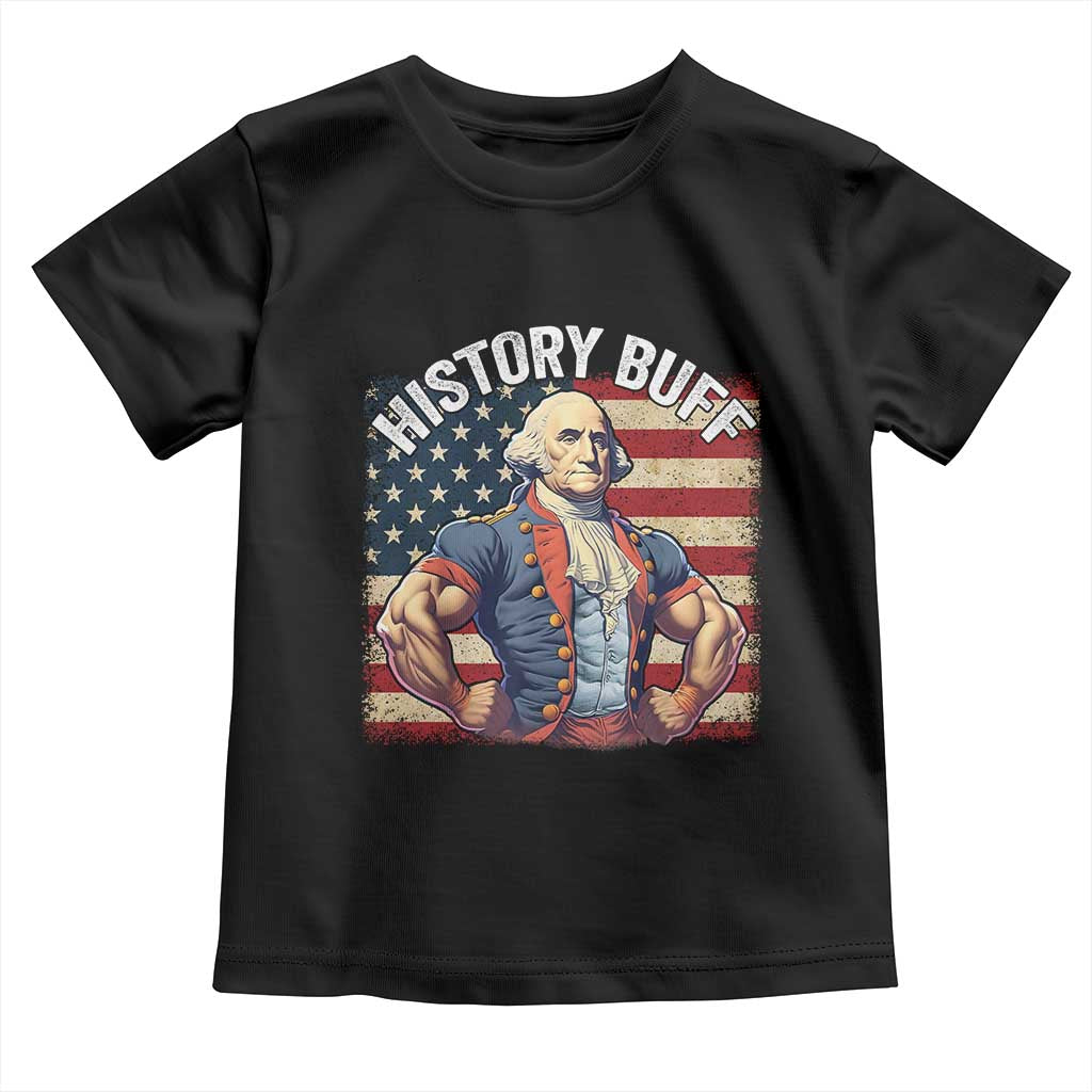 Funny George Washington Weightlifting History Buff Toddler T Shirt 4th of July Patriotic TS11 Black Print Your Wear