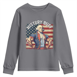 Funny George Washington Weightlifting History Buff Youth Sweatshirt 4th of July Patriotic TS11 Charcoal Print Your Wear
