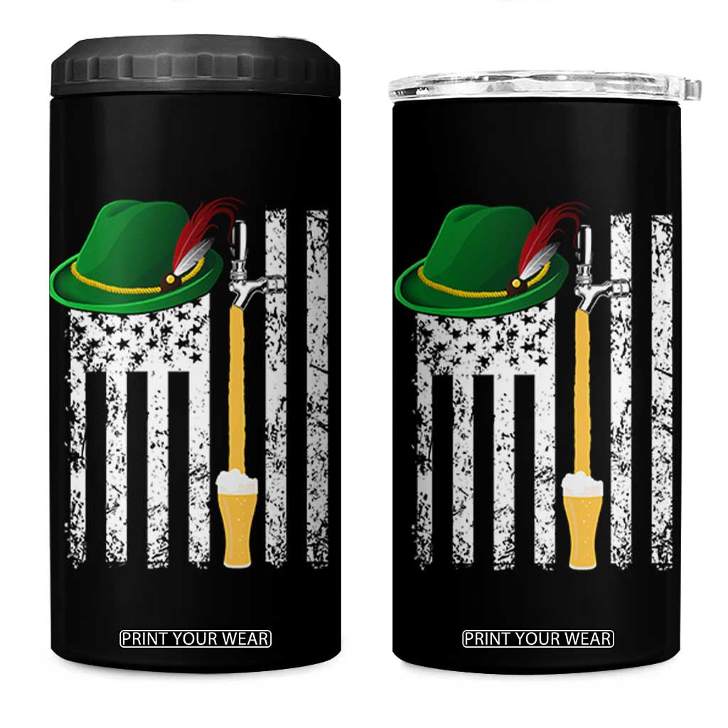Funny German Beer 4 in 1 Can Cooler Tumbler Oktoberfest Vintage American Flag Alpine hat TS11 One Size: 16 oz Black Print Your Wear