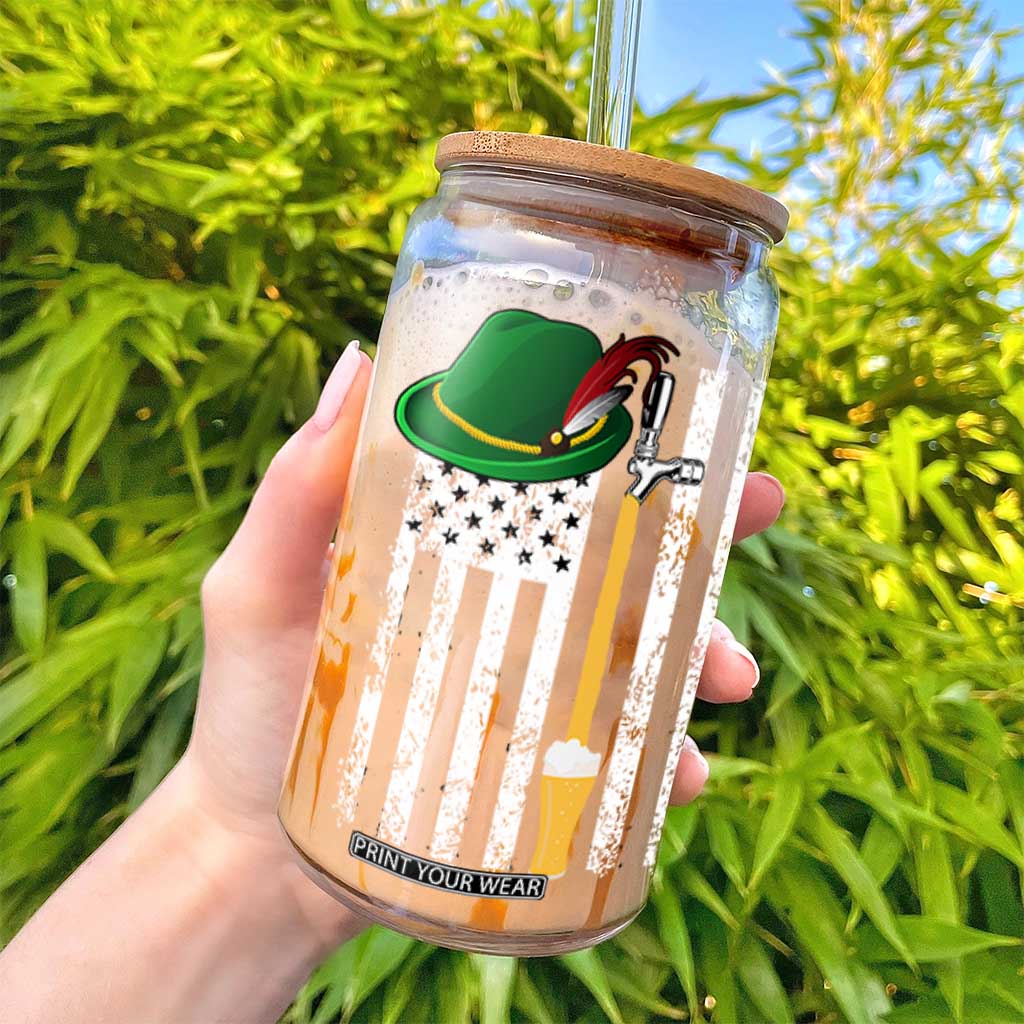 Funny German Beer Glass Can Oktoberfest Vintage American Flag Alpine hat TS11 Print Your Wear