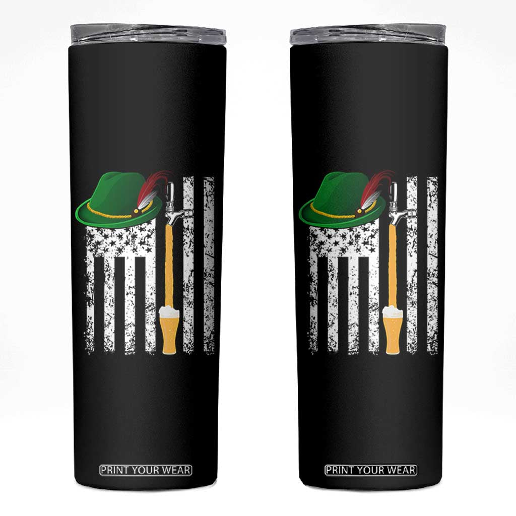Funny German Beer Skinny Tumbler Oktoberfest Vintage American Flag Alpine hat TS11 Black Print Your Wear